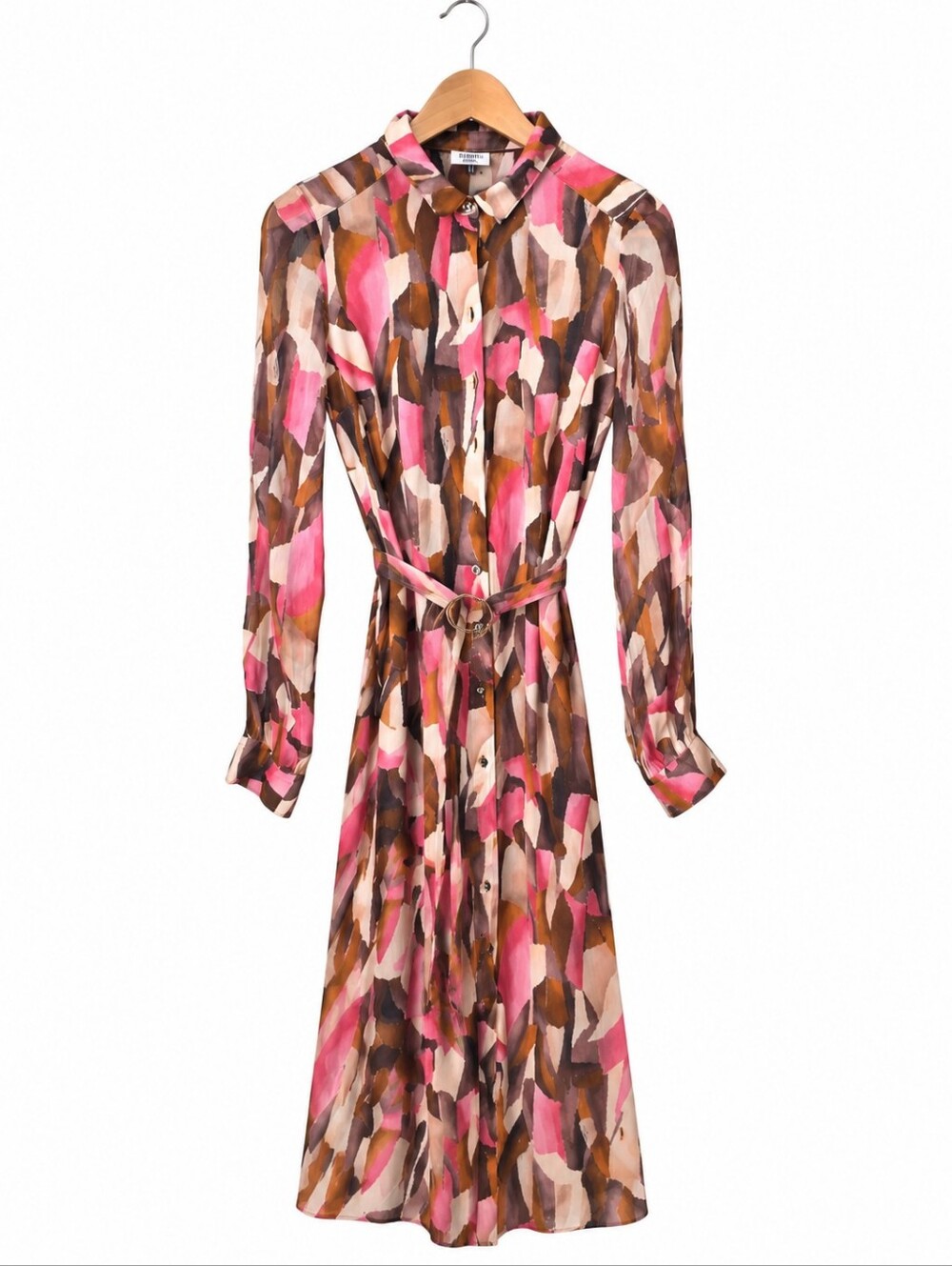 DESOTO Designer’s Choice Abstract Print Belted Shirt Dress Size 36 - Picture 2 of 12
